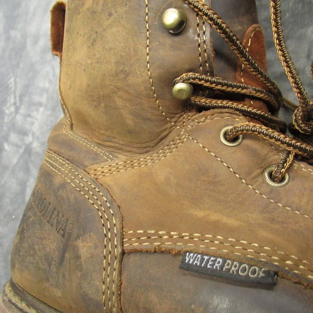 Carolina Mens Work Boots 8.5D Waterproof Composite Toe Brown Leather Lace Logger
